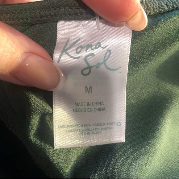 KONA SOL top only olive army green bathing suit with extra wrap detail size M - Picture 5 of 5